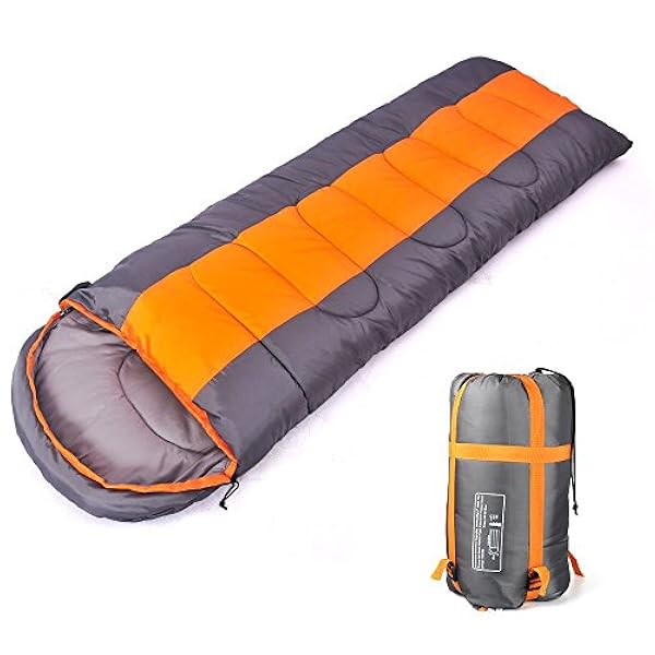 KEREITH Camping Slaapzak, Envelop 3 Seizoen Slaapzak met Capuchon, Indoor & Outdoor Volwassen Winter Slaapzak voor Backpacking Wandelen Reizen Met Compressie Tas